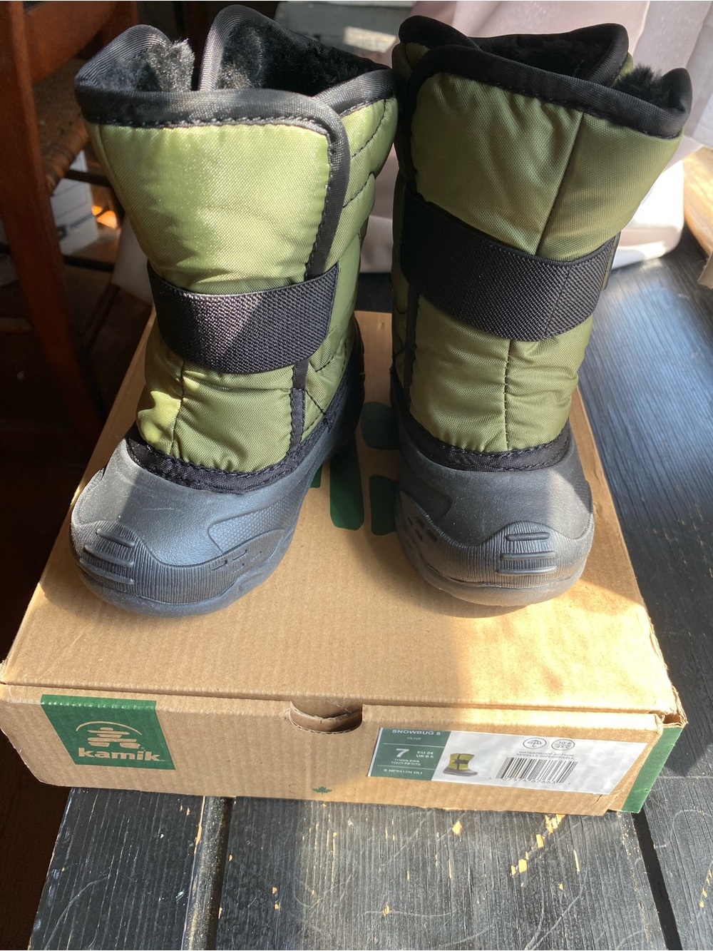 Kamik Olive Green & Black Kids Winter Boots